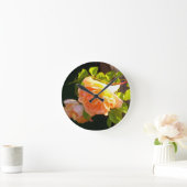 カントリーピーチバラ ラウンド壁時計 (ホーム)