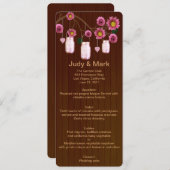 カントリーピ素朴ンクMason Jarsのメ結婚ニューカード メニュー (正面/裏面)