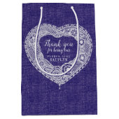 カントリーファブリック及びレース効果結婚式の引き出物バッグ ミディアムペーパーバッグ (正面)