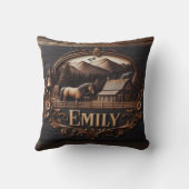 カントリーファームでのエミリーの木彫り看板 クッション (裏面)