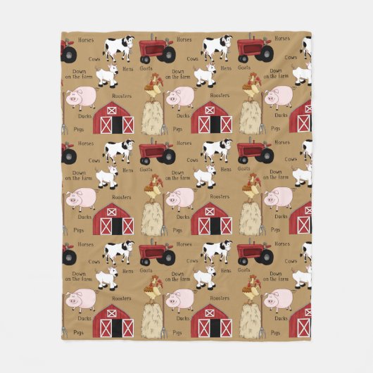 カントリーファームと動物のフリースブランケット フリースブランケット (正面)