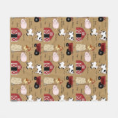 カントリーファームと動物のフリースブランケット フリースブランケット (正面(横))