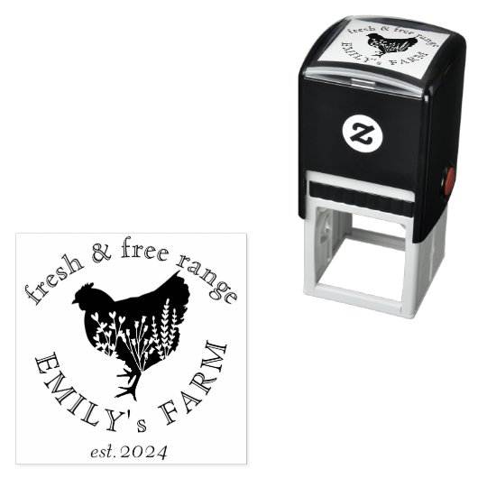 カントリーファームのチキンコパーソナライズされたー名 セルフインキングスタンプ (インサイチュ)