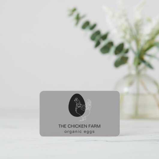 カントリーファームのビジネスカー用チキンエッグロゴ 名刺 (スタンド正面)