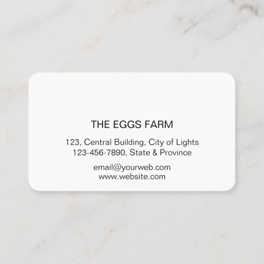 カントリーファームのビジネスカー用チキンエッグロゴ 名刺 (裏面)