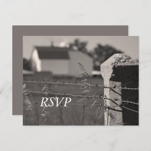カントリーファームウェディングRSVP応答カード 出欠カード (正面/裏面)