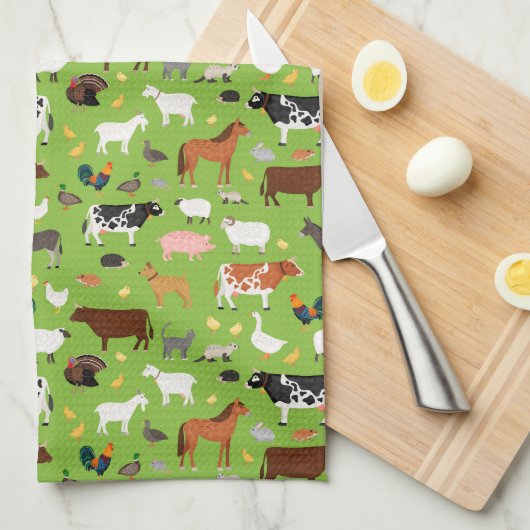 カントリーファームキッチンタオル – 農園動物 – ギフト キッチンタオル (四つ折り)