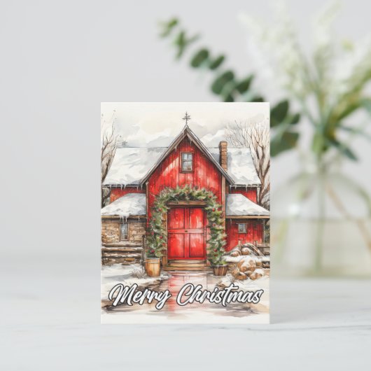 カントリーファームクリスマス |皆さんハッピーホリデー ポストカード (スタンド正面)