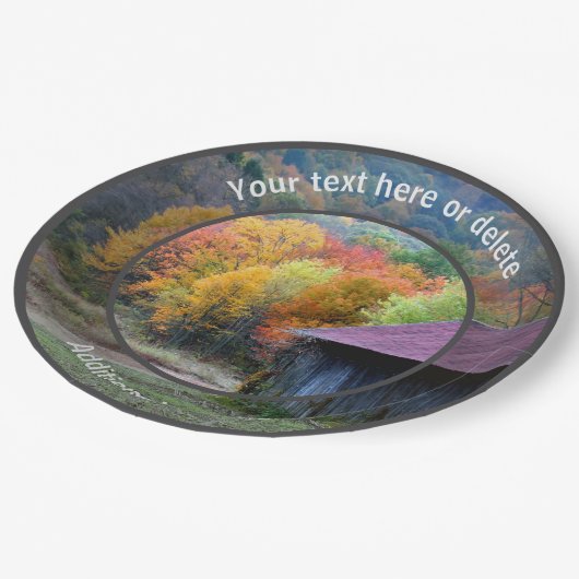 カントリーファームタバコパーソナライズされた納屋パーティー ペーパープレート (アングル)