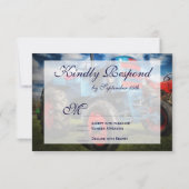 カントリーファームトラクターブルーウェディングRSVPカード 出欠カード (裏面)