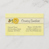 カントリーファームハウスイエロー裁縫ボタン&フラワー 名刺 (裏面)