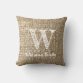 カントリーファームハウスウィーブパターンプリントモノグラム クッション (正面)