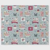 カントリーファームハウスキュートホリデークリスマスクリスマス ラッピングペーパー (フラット)