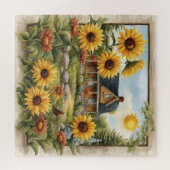 カントリーファームハウスドリーミーゴールデンサンフラワーズ ジグソーパズル (横)