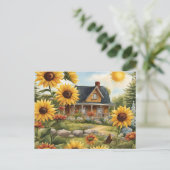 カントリーファームハウスドリーミーゴールデンサンフラワーズ ポストカード (スタンド正面)
