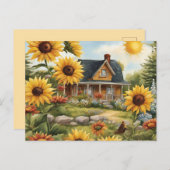 カントリーファームハウスドリーミーゴールデンサンフラワーズ ポストカード (正面/裏面)