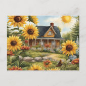 カントリーファームハウスドリーミーゴールデンサンフラワーズ ポストカード (正面)