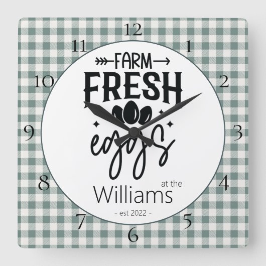 カントリーファームハウスプレッドファームフレッシュエッグススクエアワ スクエア壁時計 (正面)