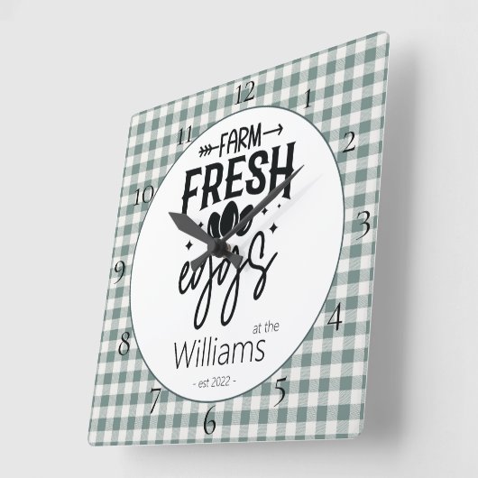 カントリーファームハウスプレッドファームフレッシュエッグススクエアワ スクエア壁時計 (傾斜)