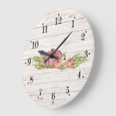 カントリーファームハウスホワイトウォッシュウッドウォールクロック ラージ壁時計 (傾斜)