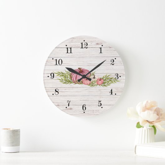 カントリーファームハウスホワイトウォッシュウッドウォールクロック ラージ壁時計 (ホーム)