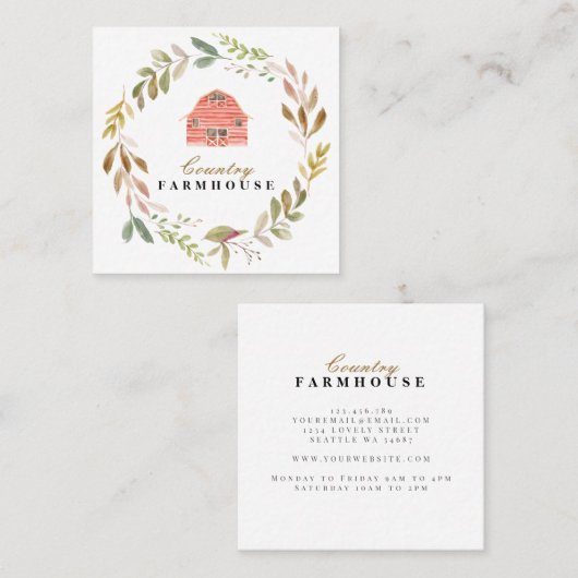 カントリーファームハウスリ素朴トルレッドバーン スクエア名刺 (正面/裏面)
