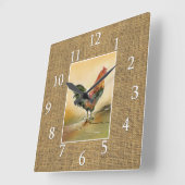 カントリーファームハウスロスターバ素朴ラップジュート スクエア壁時計 (傾斜)