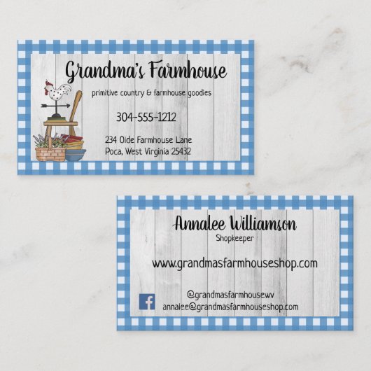 カントリーファームハウス初期のギンガムオンウッド 名刺 (正面/裏面)
