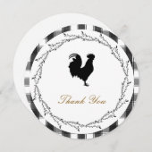 カントリーファームハウス素朴リースプレイドチェックラウンド サンキューカード (正面/裏面)