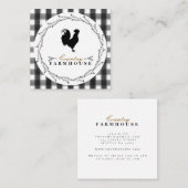 カントリーファームハウス素朴リースプレイドチェック スクエア名刺 (正面/裏面)