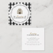 カントリーファームハウス素朴リースプレイドチェック スクエア名刺 (正面/裏面)