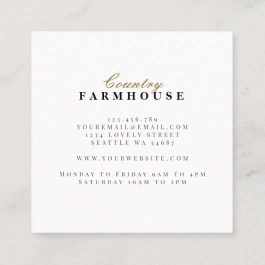 カントリーファームハウス素朴リースプレイドチェック スクエア名刺 (裏面)
