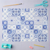 カントリーファームハフランスのウスブルーホワイトタイルデクページ 薄葉紙 (クラフト)