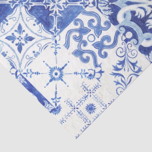 カントリーファームハフランスのウスブルーホワイトタイルデクページ 薄葉紙 (詳細)