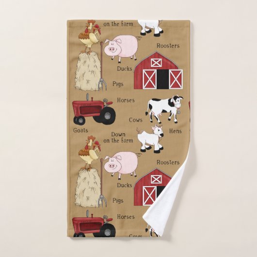 カントリーファームパターンのホームデコータオルセット バスタオルセット (ハンドタオル)
