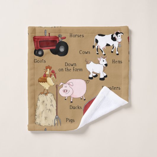 カントリーファームパターンのホームデコータオルセット バスタオルセット (ウォッシュタオル)