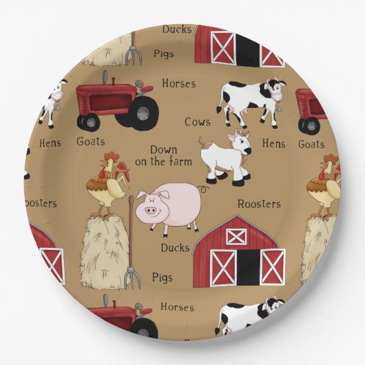 カントリーファームパーティー紙プレート ペーパープレート (正面)