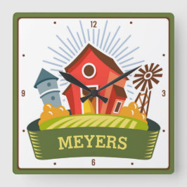 カントリーファームビッグレッドバーンランパーソナライズされたチ スクエア壁時計