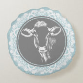 カントリーファームブルー&ホワイトドライカウスケッチ ラウンドクッション (裏面)