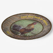 カントリーファームルースタークロウイングパーソナライズされたパーティー ペーパープレート (アングル)