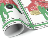 カントリーファームロマンチックカップルと納屋/トラクター ラッピングペーパー (ロールコーナー)