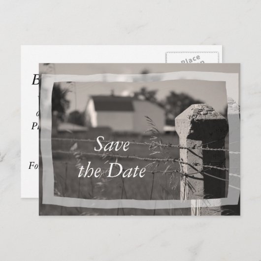 カントリーファーム結婚式の日付を保存する発表 案内ポストカード (正面/裏面)