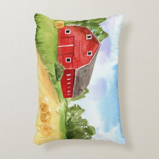 カントリーファーム赤い納屋アクセント枕 アクセントクッション (正面(垂直))
