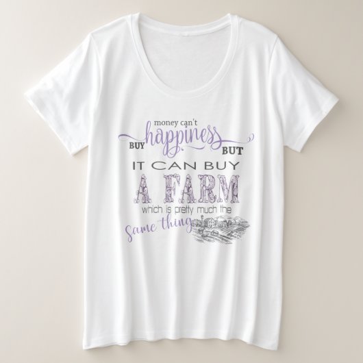カントリーファーム |お金が幸せにな買らない プラスサイズTシャツ (デザイン正面)