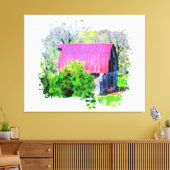 *~*カントリーファームAR19素朴オールドバーン キャンバスプリント (インサイチュ (リビング))