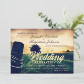 カントリーフィールドフェンスのポスト結婚式招待状 招待状 (スタンド正面)