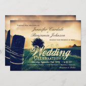 カントリーフィールドフェンスのポスト結婚式招待状 招待状 (正面/裏面)