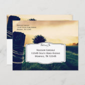 カントリーフィールドフェンスポストウェディングRSVPポストカード インビテーションポストカード (正面/裏面)