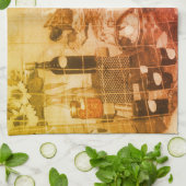 カントリーフェアの部分的な色のヴィンテージ キッチンタオル (折り畳み)