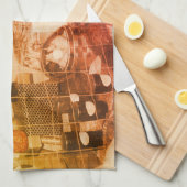 カントリーフェアの部分的な色のヴィンテージ キッチンタオル (四つ折り)